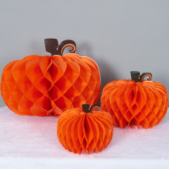 紙ハニカムカボチャ提灯ハロウィーンテーマパーティー装飾ハニカムボールカボチャショーウインドー学校イベント装飾