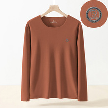 双面绒圆领长袖t恤男士无痕保暖内衣秋冬打底衫防寒恒温发热秋衣