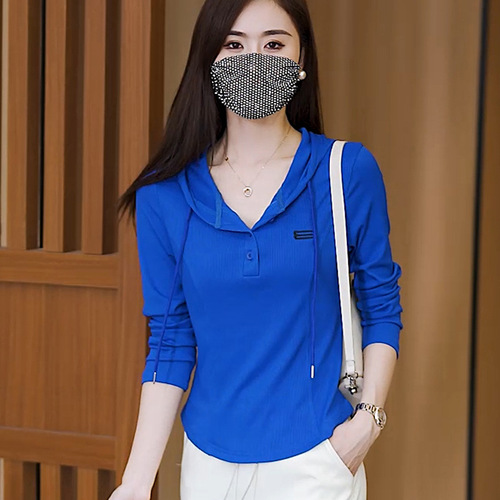 Chic and Versatile Long-Sleeve Embroidered Hooded Sweatshirt for Women - Spring Casual Stylish Fashion Top for a Slimming and Youthful Look
