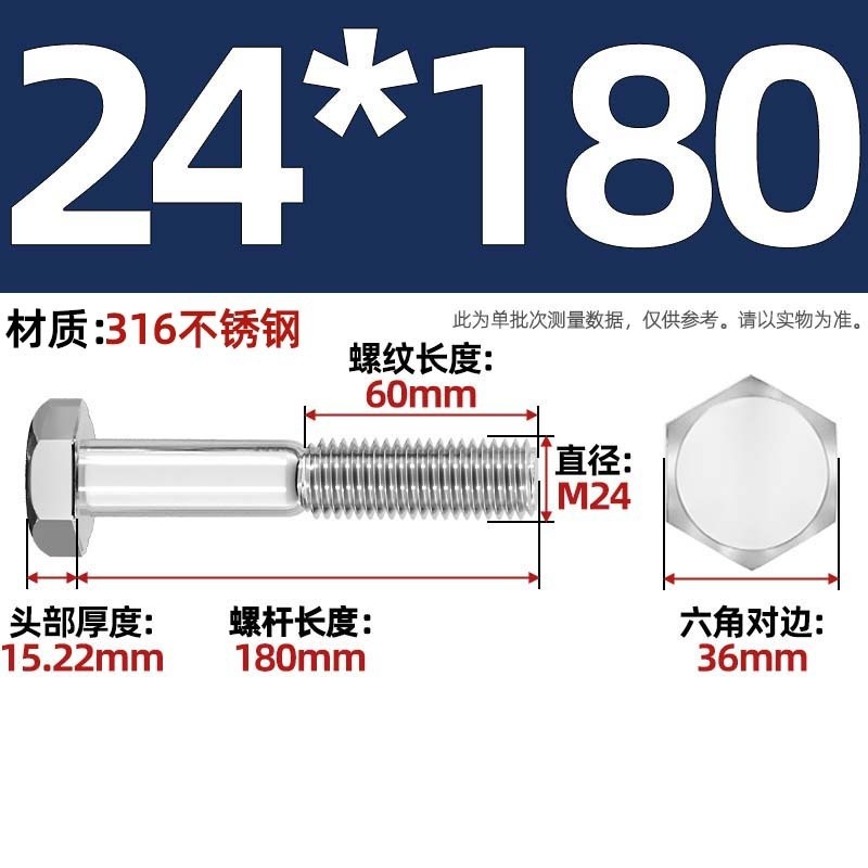 粗杆半牙螺丝316不锈钢外六角螺栓半螺纹半扣螺钉螺杆M6M8M10-M30|undefined