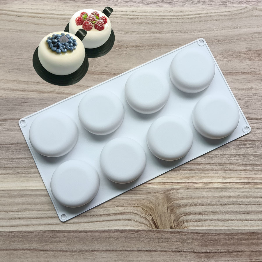 8 even flat round mousse silicone mold DIY baking sugar cake mold French dessert chocolate baking tools