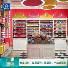 創意糖果店櫃台設計展示櫃 靠牆多層散裝巧克力陳列櫃木質中島櫃
