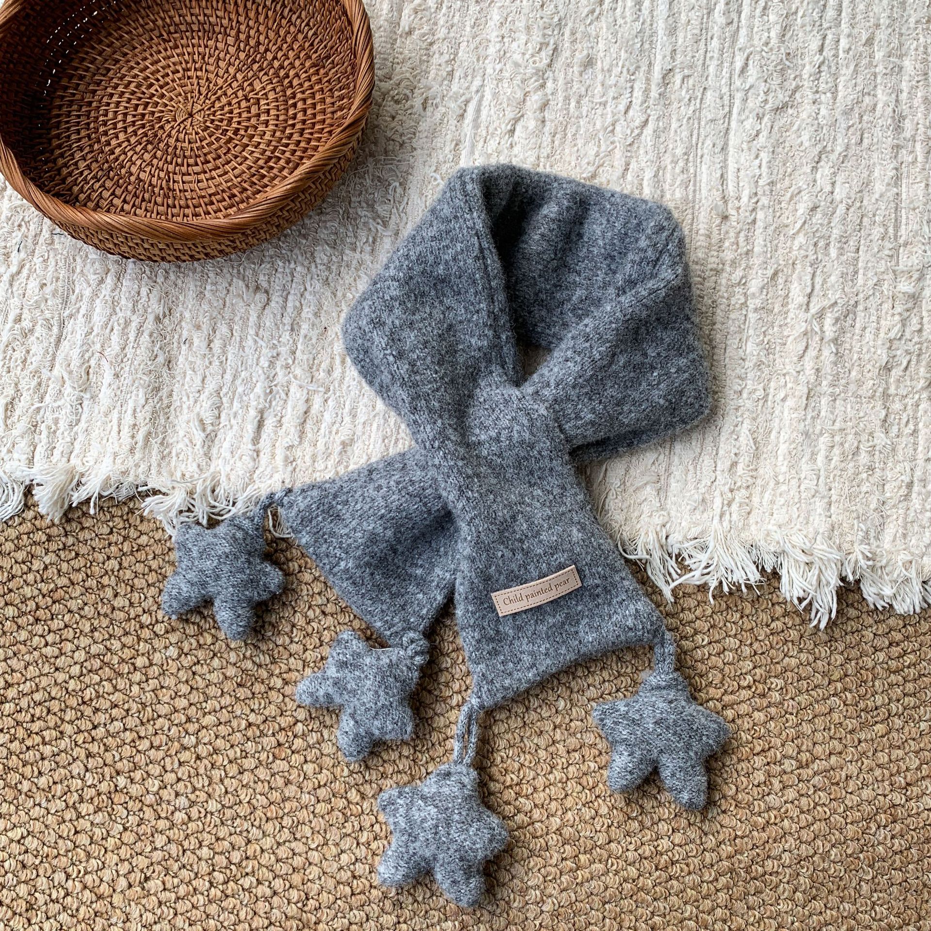 Bufandas de invierno para niños 2025 nuevo engrosado calentamiento estrellas de lana de punto para niñas baby bib