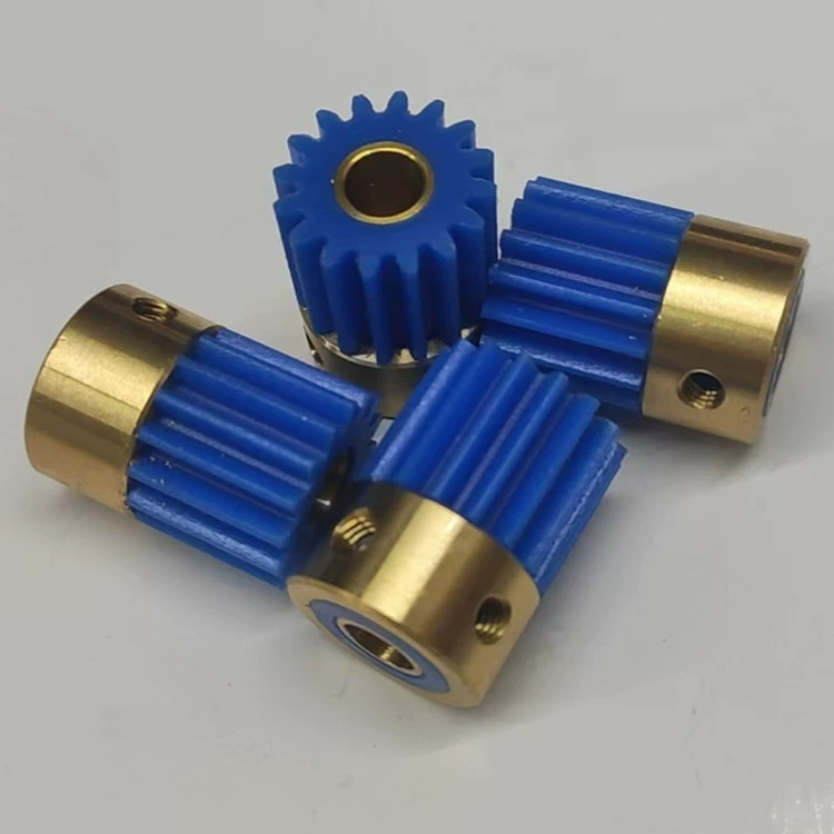 Нейлоновая пластиковая медная втулка, 1 форма, 16 зубьев, 6,35, прямозубая шестерня, импортированная синяя цилиндрическая шестерня из помпона, шаговая шестерня
