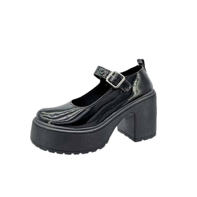 Zapatos de cuero de tacón alto de moda Mary Jane plataforma aumento de la altura mocasines de las mujeres 2024 caliente nuevo casual zapatos de las mujeres del todo-fósforo