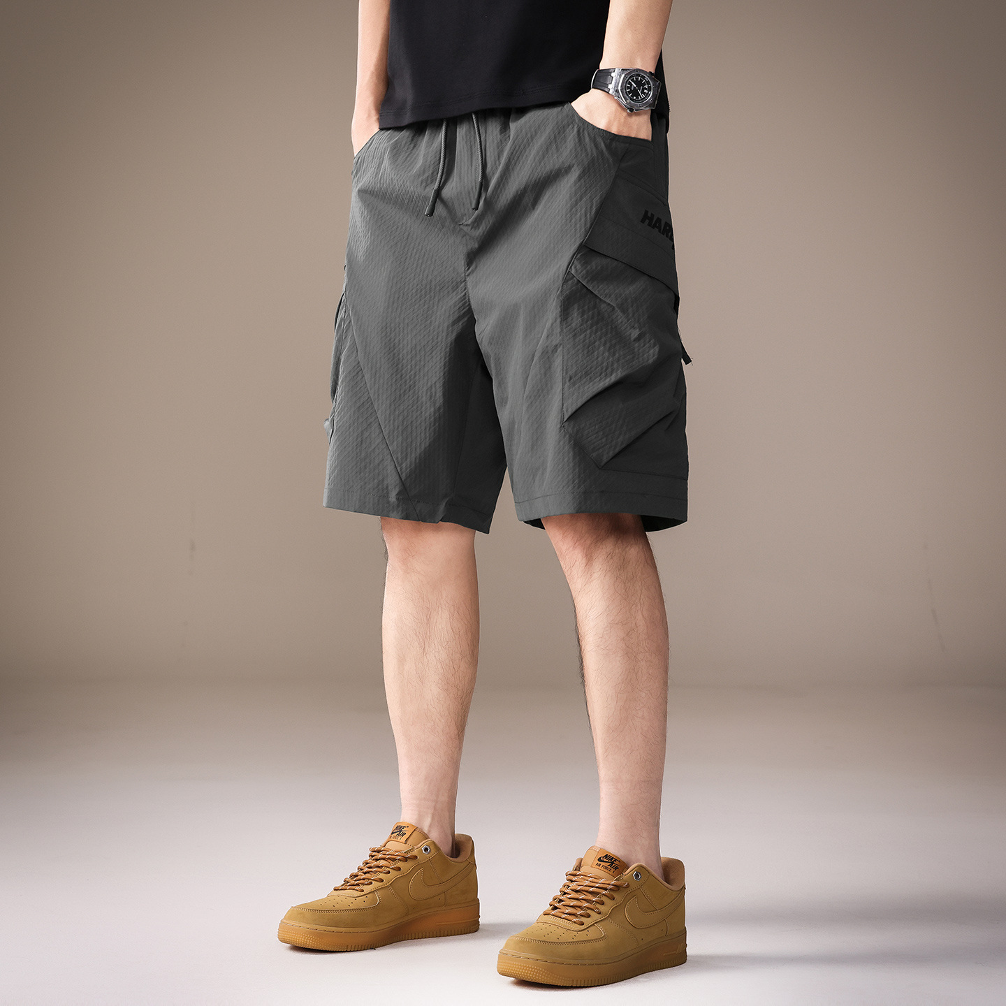 High-End American Outdoor Multi-Pocket Cool Workwear Short-Sleeved Men's Summer New Loose Casual Quick-Drying Mid-Length Pants