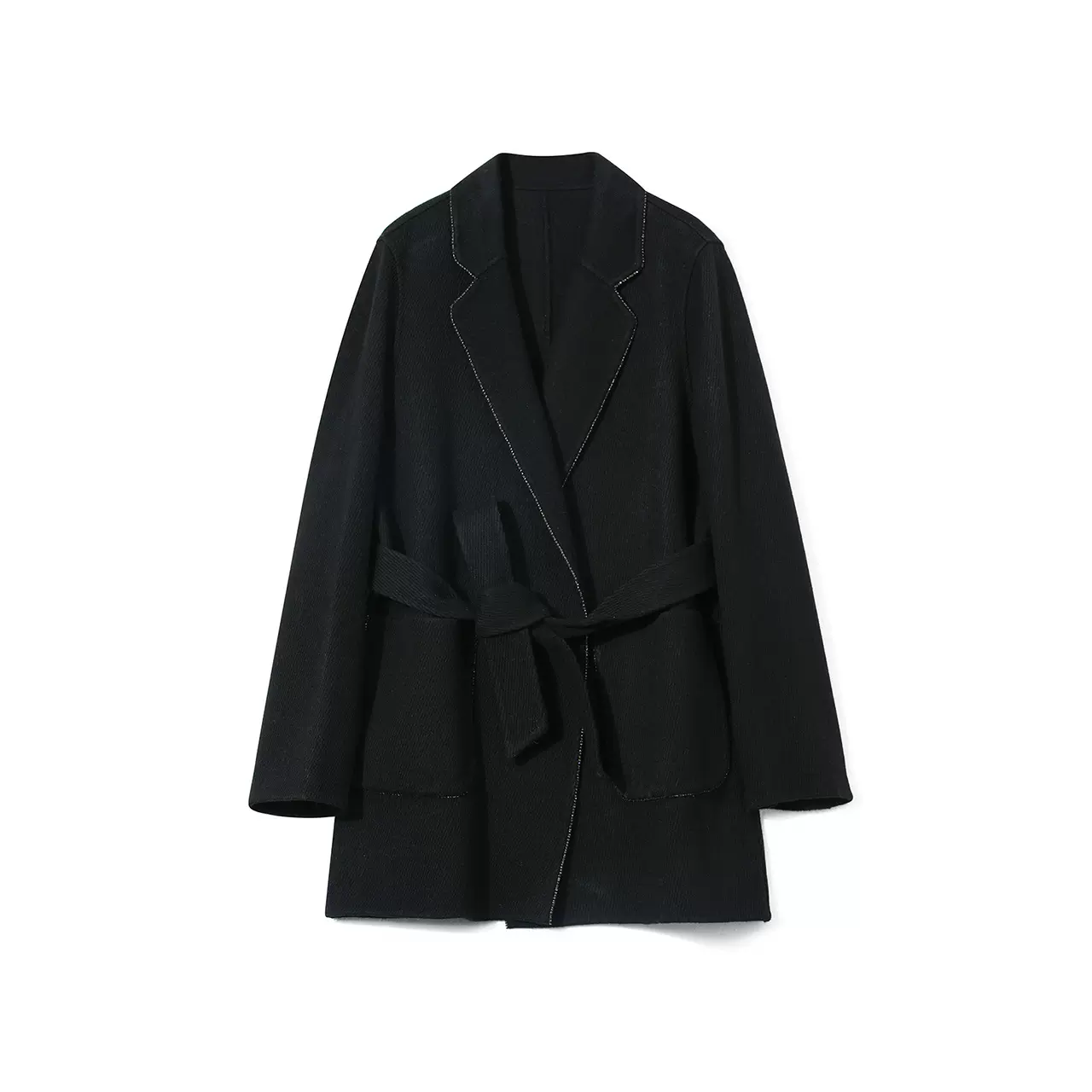 2024秋冬新款小香风短款单排扣羊毛外套高级感双面毛呢女一件代发