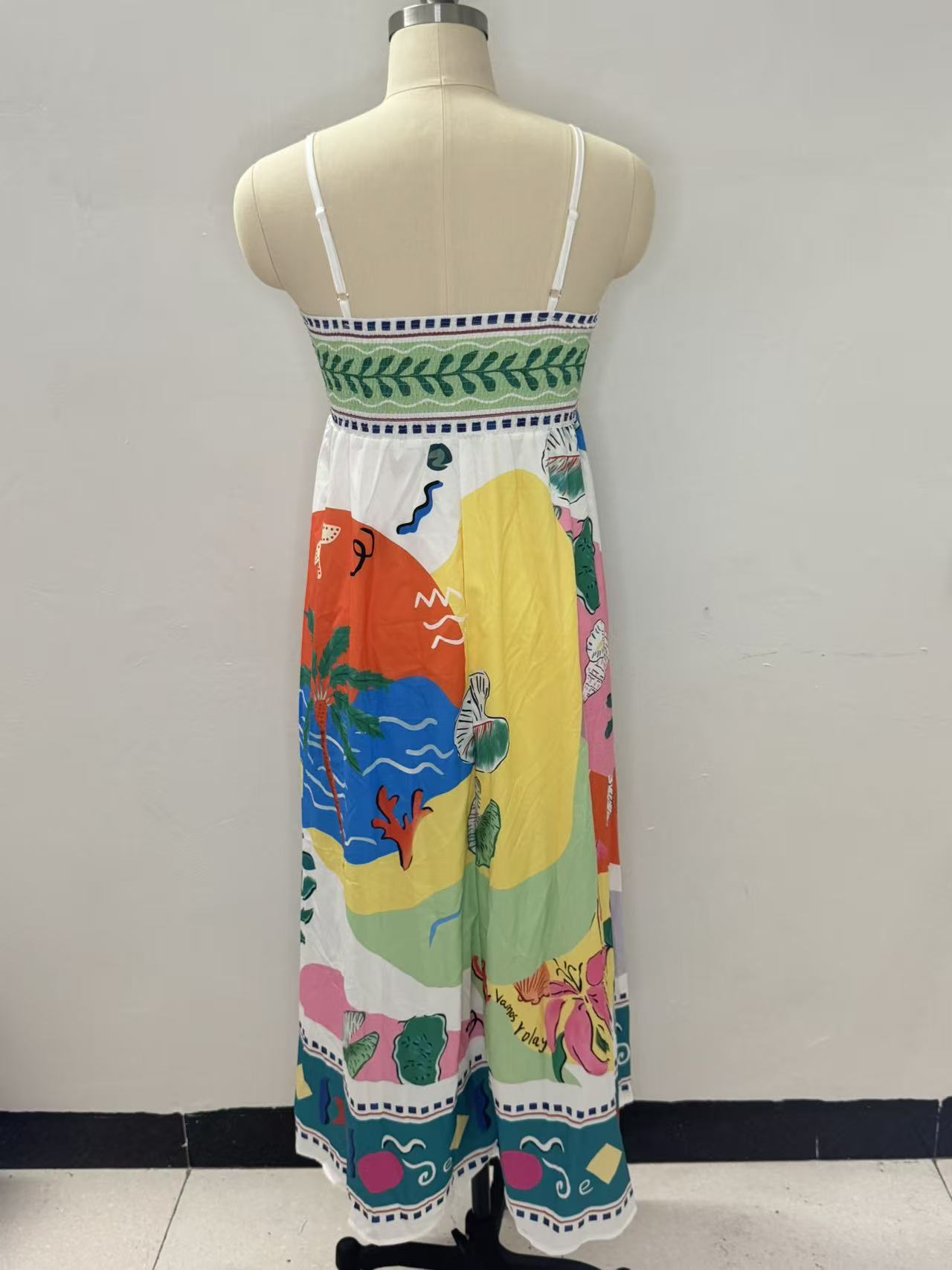 In-stock Cross-border European And American Independent Station 2026 New Beach Style Printed Strapless Sleeveless Maxi_ecoleips.com