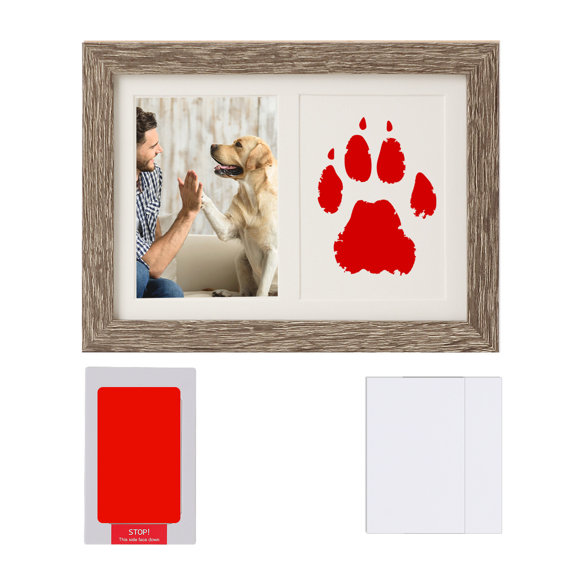 クロスボーダーペットの足跡フォトフレームテーブルdiy猫の手形7inch犬の足跡インクパッドボール紙ディスプレイフレーム