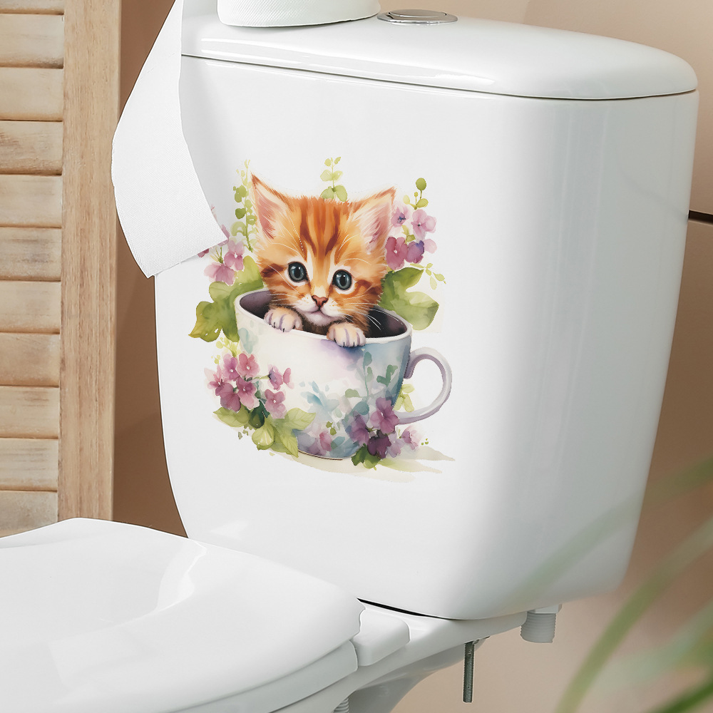 Cute Cat Flower Pvc Wall Sticker Wall Art display picture 7