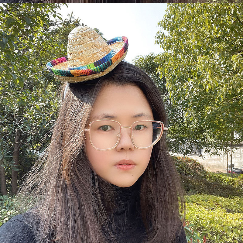 Halloween sombrero de fiesta de cumpleaños para adultos, niños, mascotas mexicanas, sombreros de paja luminosos LED