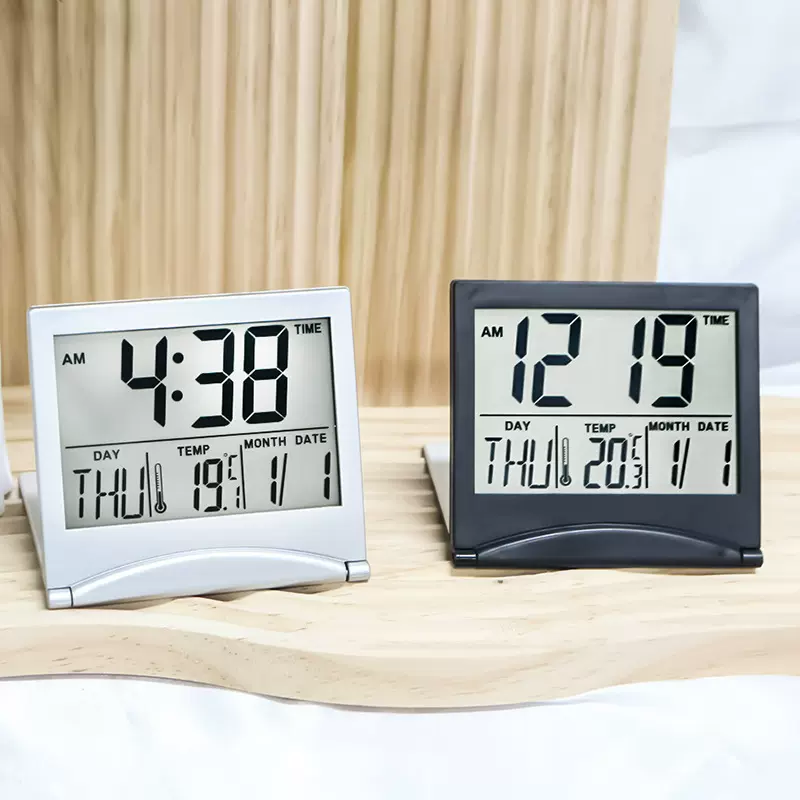 闹钟万年历天气预报温度多功能电子钟时钟工厂批发clock折叠钟