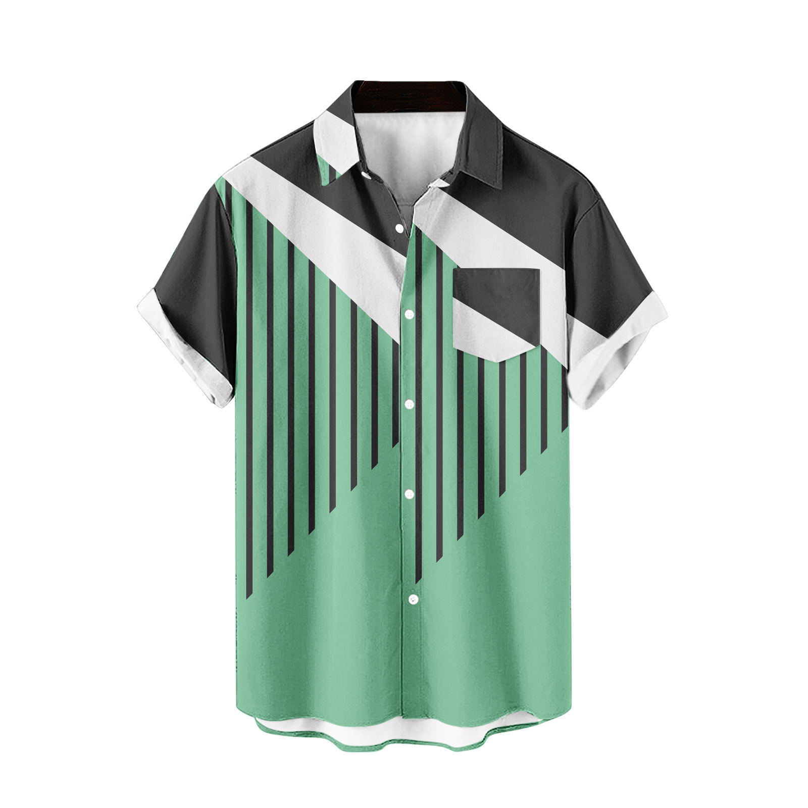 2024 comercio exterior europeo y americano transfronterizo exclusivamente para camisas de manga corta para hombres color de costura impresión digital 3D blusa casual