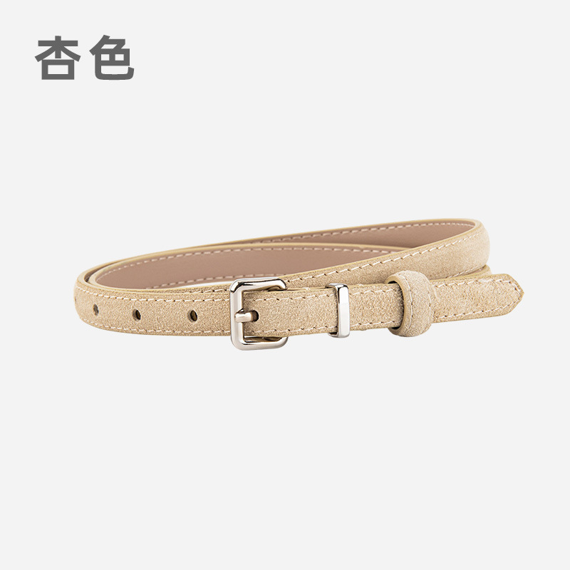 日系小裤带女士磨砂反绒真皮腰带装饰牛仔裤配饰时尚百搭细皮带女|undefined