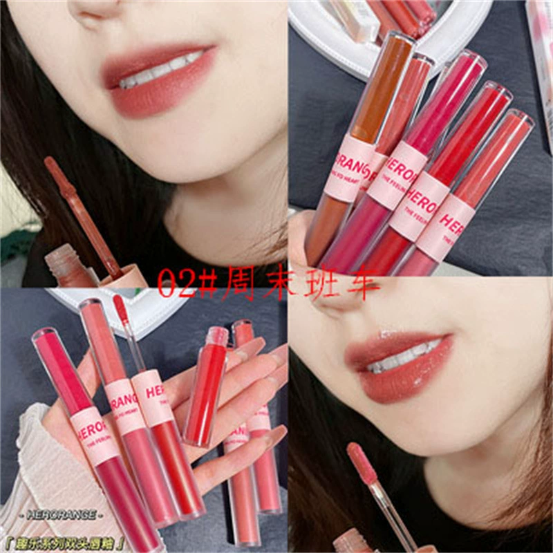 Double-sided lip gloss, waterproof lipstick, 2 in 1, mirror effect, intense hydration, does not fade