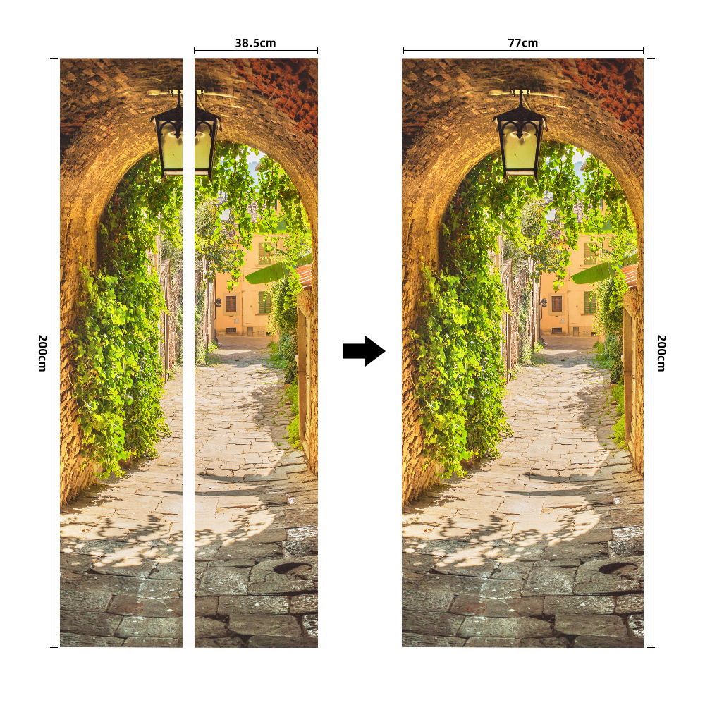 Pegatinas para puertas 3D respetuosas con el medio ambiente, autoadhesivos, fabricantes de origen al por mayor, patrones populares transfronterizos de alta definición, adhesivos para puertas impermeables, a prueba de aceite y antiincrustantes