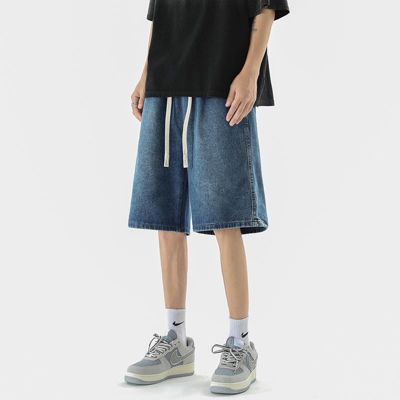 Summer Thin Denim Shorts Men's Loose Casual Five-Point Pants American High Street Retro Washed Elastic Waist Pants Summer Thin Denim Shorts Men's Loose Casual Five-Point Pants American High Street Retro Washed Elastic Waist Pants