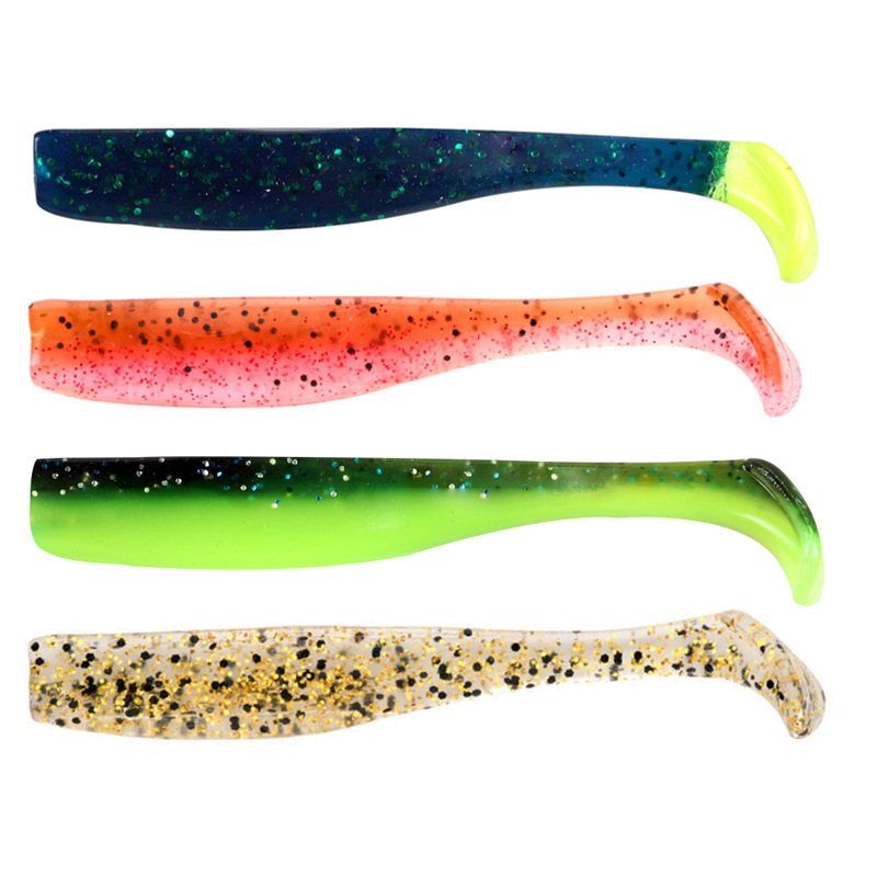 TPR cebo suave flotante T cola Luya cebo 6/Paquete de gusano suave de agua dulce mar pesca cebo falso 7cm 2,3g