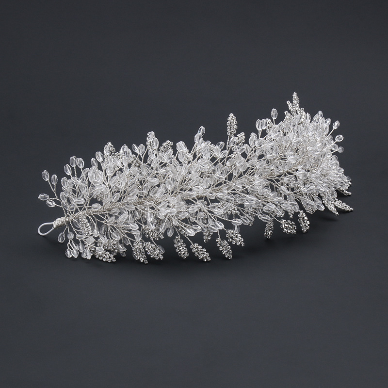 Cristal blanco hecho a mano con cuentas de diamantes de imitación forma de la Corona accesorios para el cabello accesorios nupciales de la boda accesorios de la boda Europea al por mayor