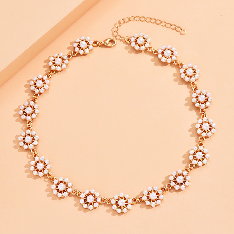 1 Piece Fashion Flower Alloy Inlay Artificial Pearls Womenu0027S Necklace
