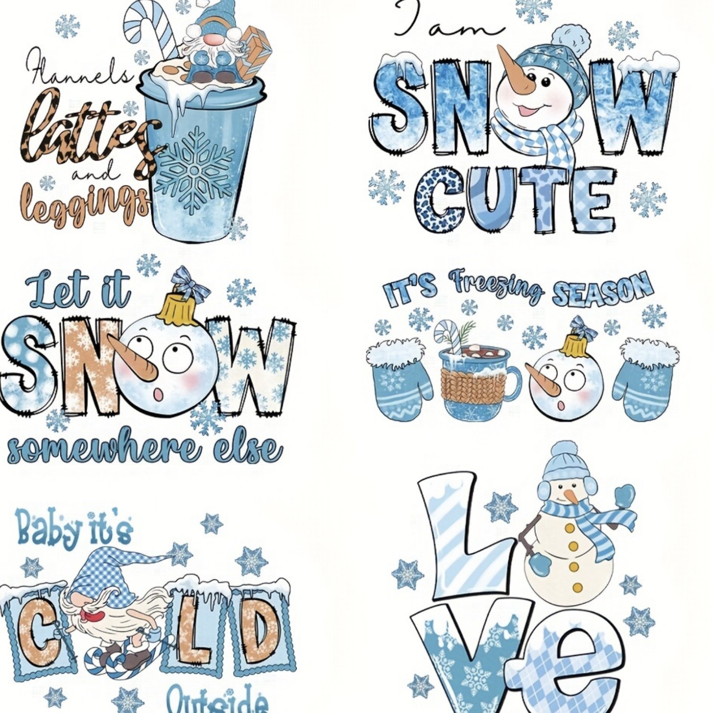 圣诞节服装烫画贴 SNOW 雪花圣诞服装装饰印花烫贴图