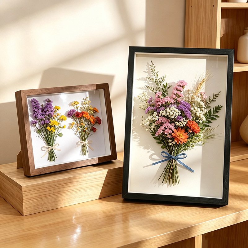 Wholesale of hollow, three-dimensional photo frames, empty frames for hanging, frames for dried flowers and butterfly specimens, handmade preserved flower frames, A4 wooden photo frames