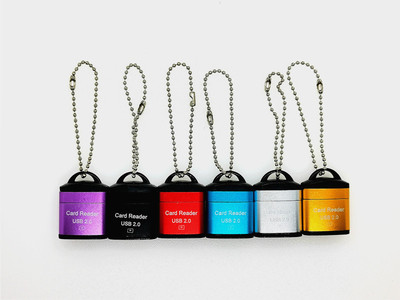 new pattern aluminium alloy chain card reader Mini TF Card phone speed TF Memory Card Reader