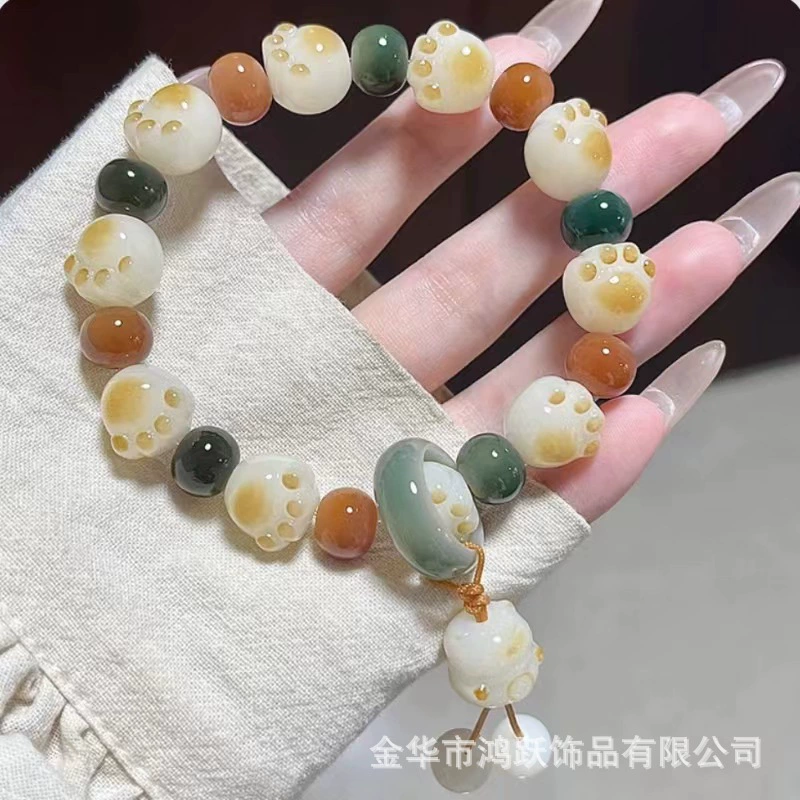 Органический Бодхи четки, браслет, резная рука Hand rosary с круглыми бусинами, ювелирный орех