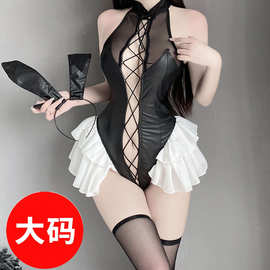 大码胖MM性感开裆免脱连体衣兔女郎制服诱惑情趣内衣女兔子套装