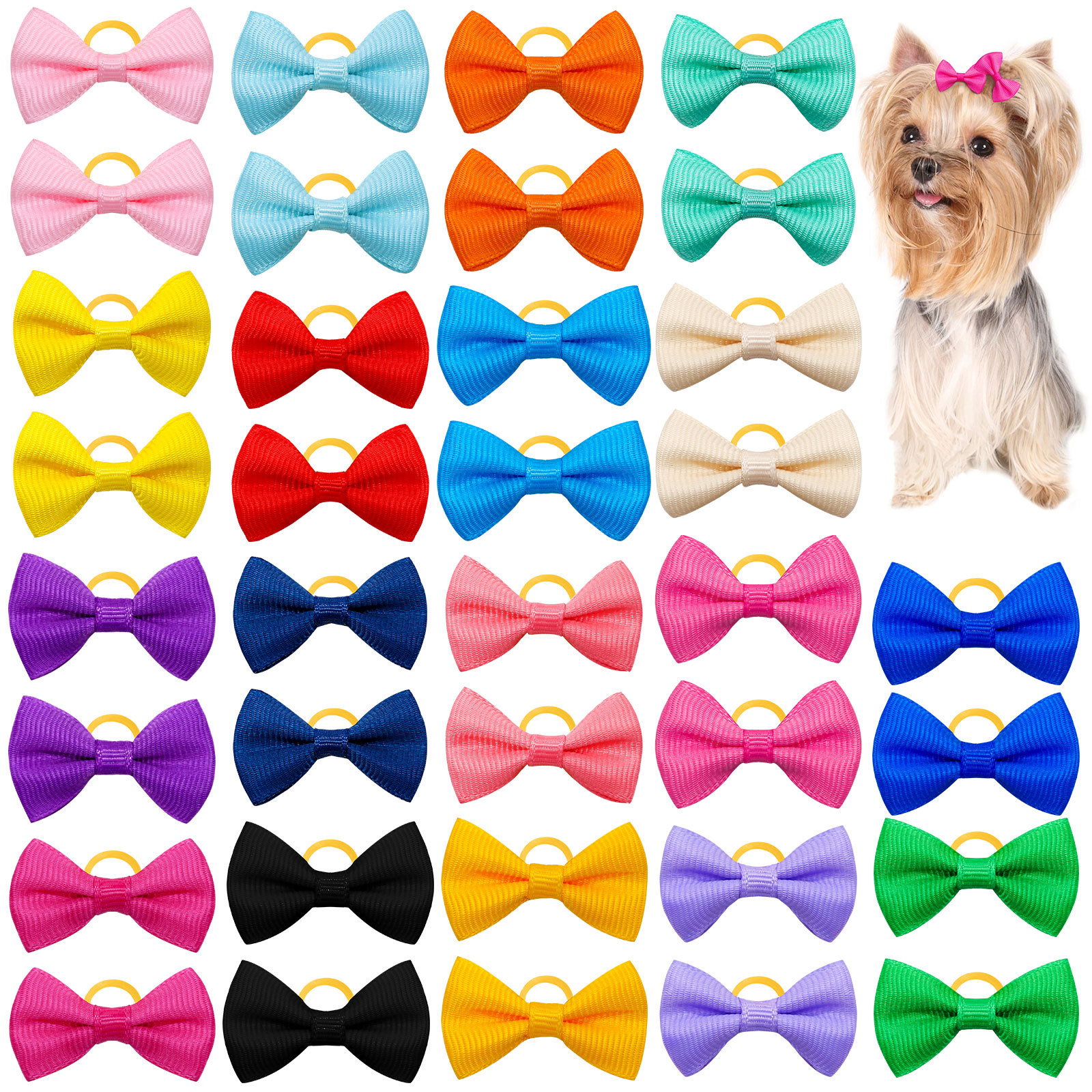Amazon New products lovely Macaroon Solid Pets Flower rubber string Hairpin Headdress Cats and dogs With accessories goods in stock
