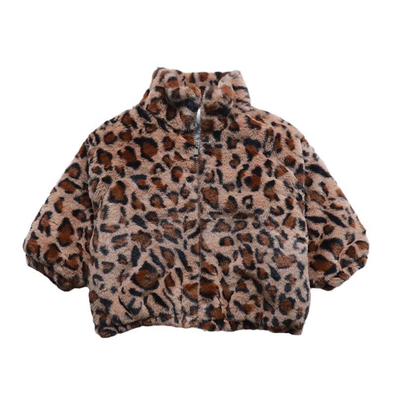 Otoño e invierno Bebé nuevo abrigo niños y niñas suéter de invierno estampado de leopardo más abrigo de terciopelo engrosado abrigo de algodón acolchado 1874