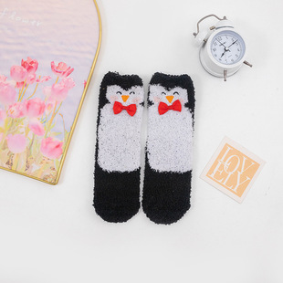 New Non-Shedding Coral Velvet Women's Socks Children's Cartoon Versatile Christmas Socks Thickeneded Non-Slip Sleep Socks Floor Socks
