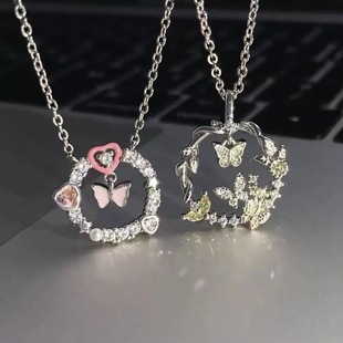 Love wreath bow necklace women's clavicle chain light luxury creative niche high-level design sense Christmas student girlfriends