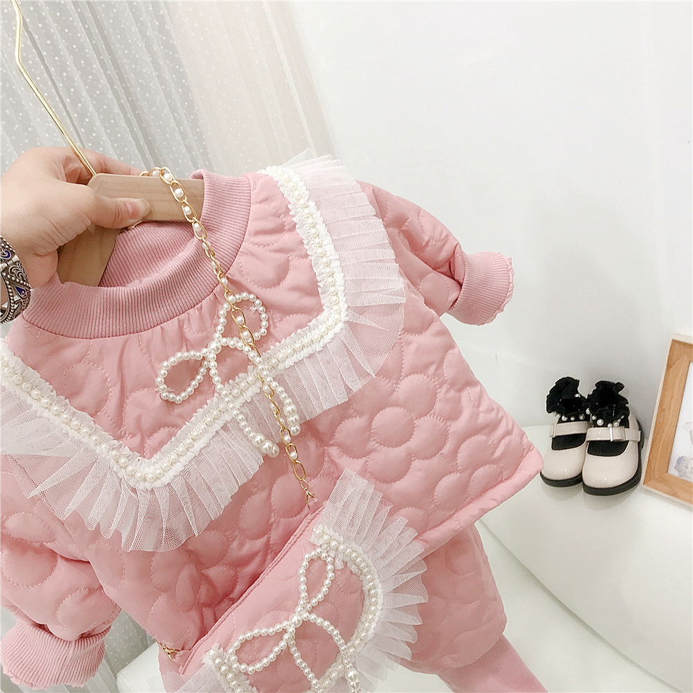 Girls' Warmth 2023, Thickened Cotton Quilted Two Piece Set for Girls in Winter_voghion.com