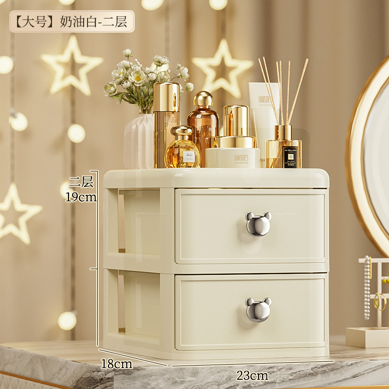 Caja de almacenamiento de escritorio transparente cajón caja de almacenamiento de cosméticos papelería apilable artículos diversos organizador de almacenamiento rack