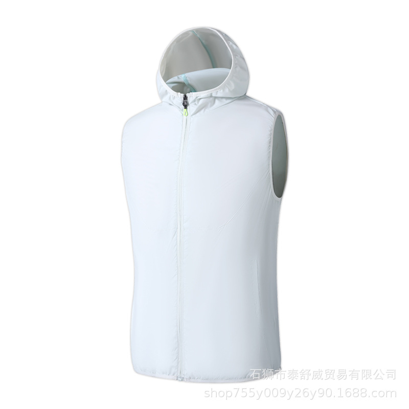 enfriamiento de verano chaleco de aire acondicionado encapuchado trabajo al aire libre deportes enfriamiento de aire acondicionado chaleco de refrigeración delgado protector solar