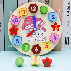 Children's Small Rabbit Clock Educational Toy Preschool Enlightenment Digital Clock Learning Recognition Building Blocks 3-6 Years Wooden Toy
