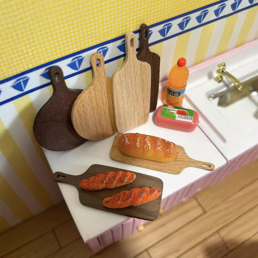 牛排 披萨托盘蛋糕托盘菜板娃娃屋微缩模型厨房摆件6分12分模型