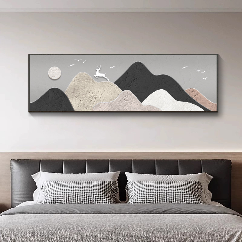 日照金山卧室床头装饰画现代简约高级感客厅挂画喷绘壁画|undefined