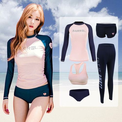 Wetsuit women's split long-sleeved shorts sun protection swimsuit drifting jellyfish suit snorkeling suit outdoor surfing suit five-piece set