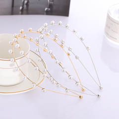 Korean-style sweet & elegant bridal minimalist double-row pearl hairband, delicate headband—European & American Instagram-inspired trendy hair accessory