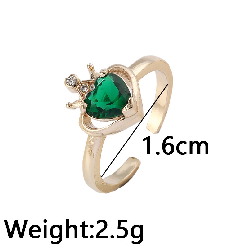5g Weight Gold Plated Plating Material Fashion Heart Shape Copper Plating Zircon Open Ring