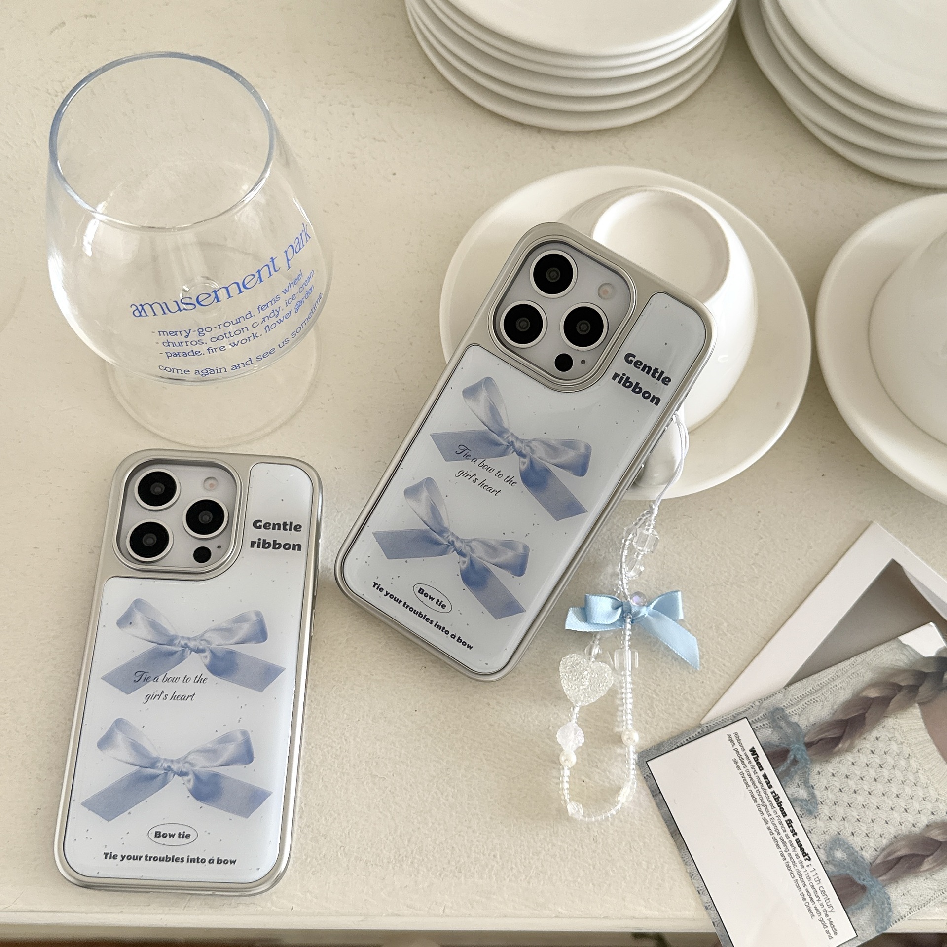 El lazo de goteo de tinta coreano es adecuado para Apple 16promax funda para teléfono móvil 14/15 pareja 13 nicho 15Pro