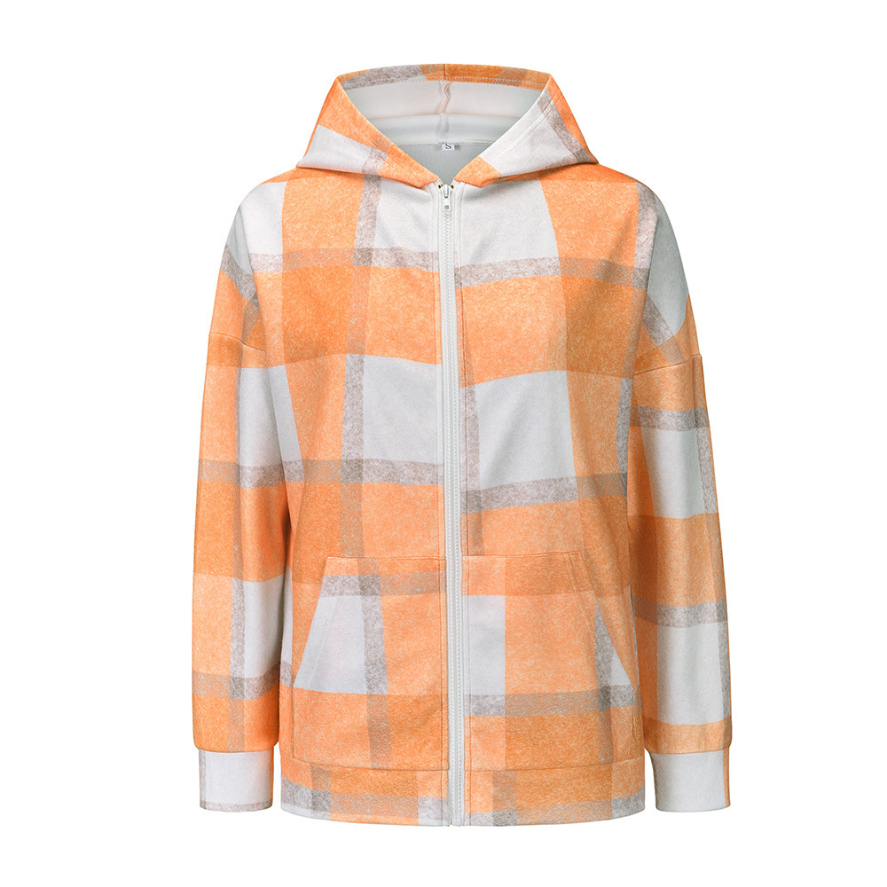women's loose plaid woolen multicolor hooded jacket nihaostyles clothing wholesale NSXPF72447