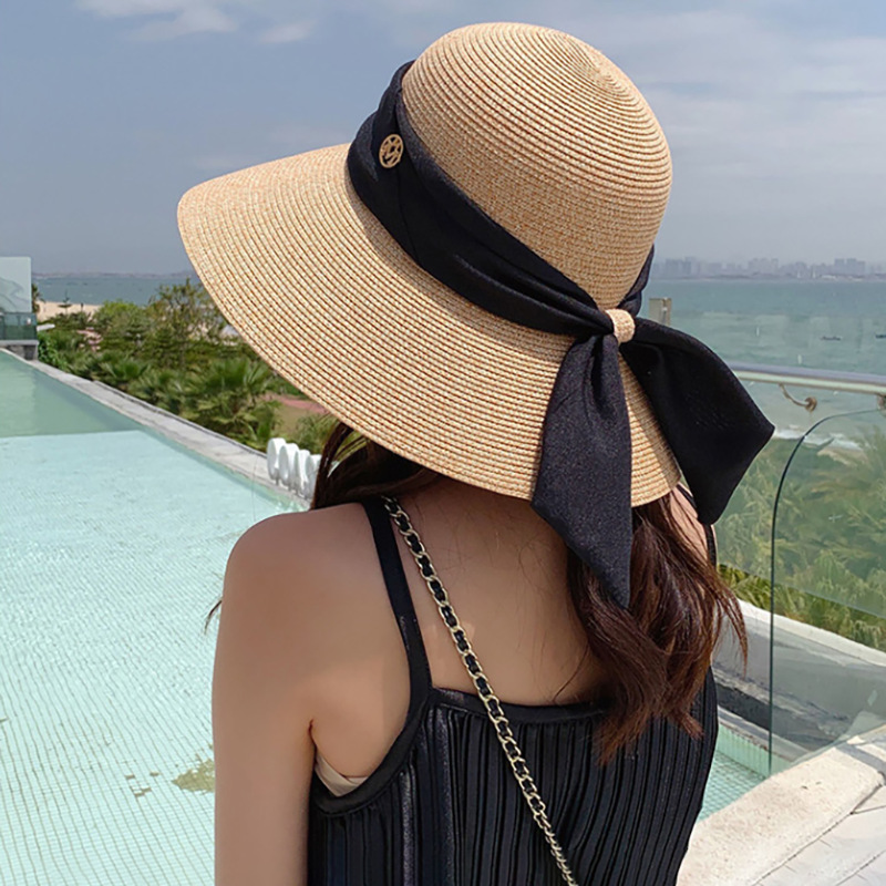 767g Weight Straw Hat Hats Type Holiday, Daily, Beach Occasion Papyrus Material Letter Pattern Summer Season Women's Gender Elegant, Vacation, Simple Style Style Big Eaves Rim Women's Elegant Vacation Simple Style Letter Big Eaves Straw Hat 12