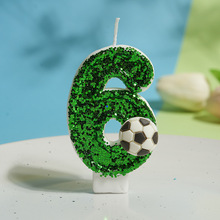 亚马逊热销跨境电商专供男孩系列足球生日蛋糕彩绘手工数字蜡烛