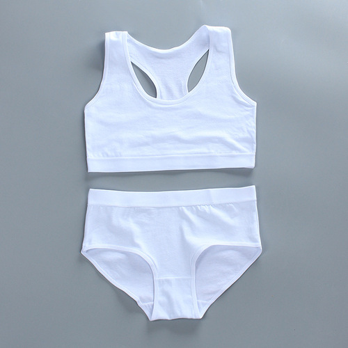 Girls bra set development period pure cotton vest style solid color sports 12 junior high school students bottoming underwear suspenders summer