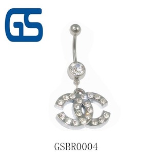 C word diamond navel ring foreign trade navel ring wholesale and retail stainless steel Korean diamond navel ring nail