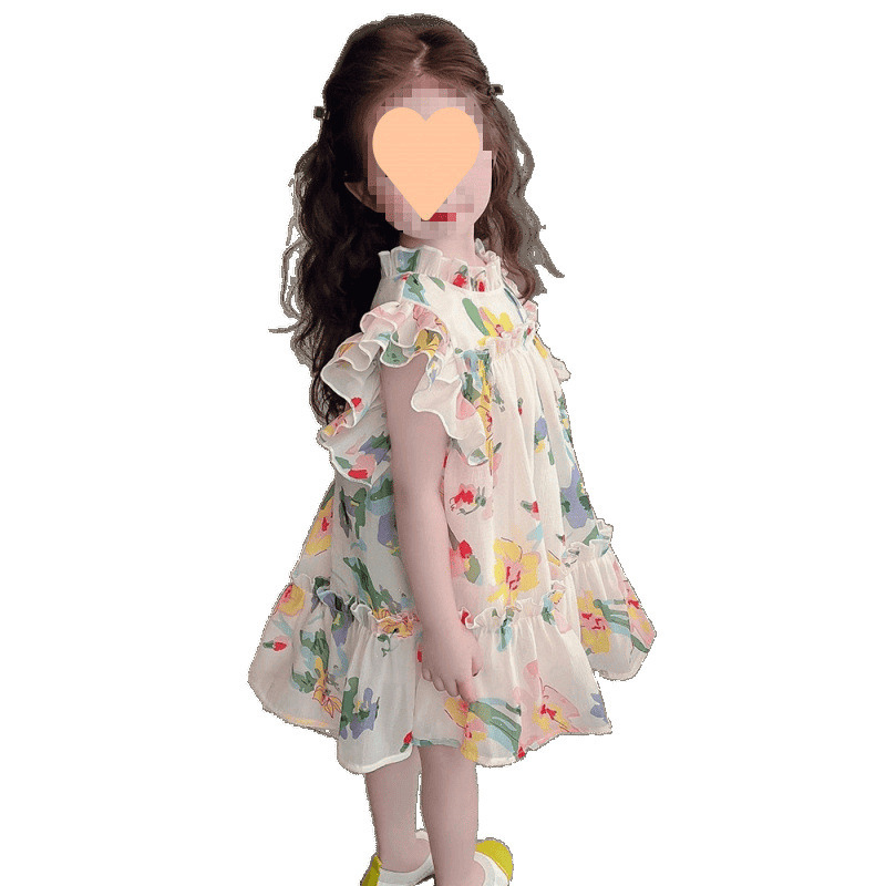 女の子ドレス 2025 新しい夏服子供のファッショナブルな花柄小さな女の子ベビー夏ファッショナブルなプリンセススカート|undefined