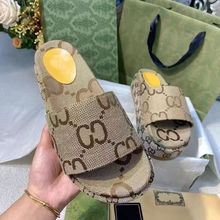 2023年 新款夏季欧美拖鞋女外穿g家刺绣松糕底厚底百搭增高一字拖